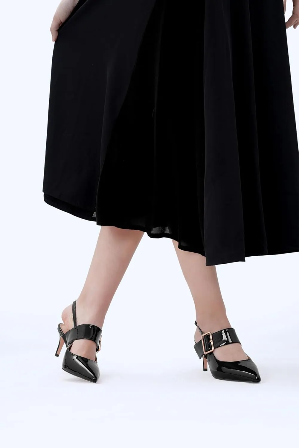 Z.Oufeier Women’s Slingback Low Stiletto Heels Close Pointed Toe Sandals Slip On Buckle Strap Mary Jane Dress Pumps Shoes