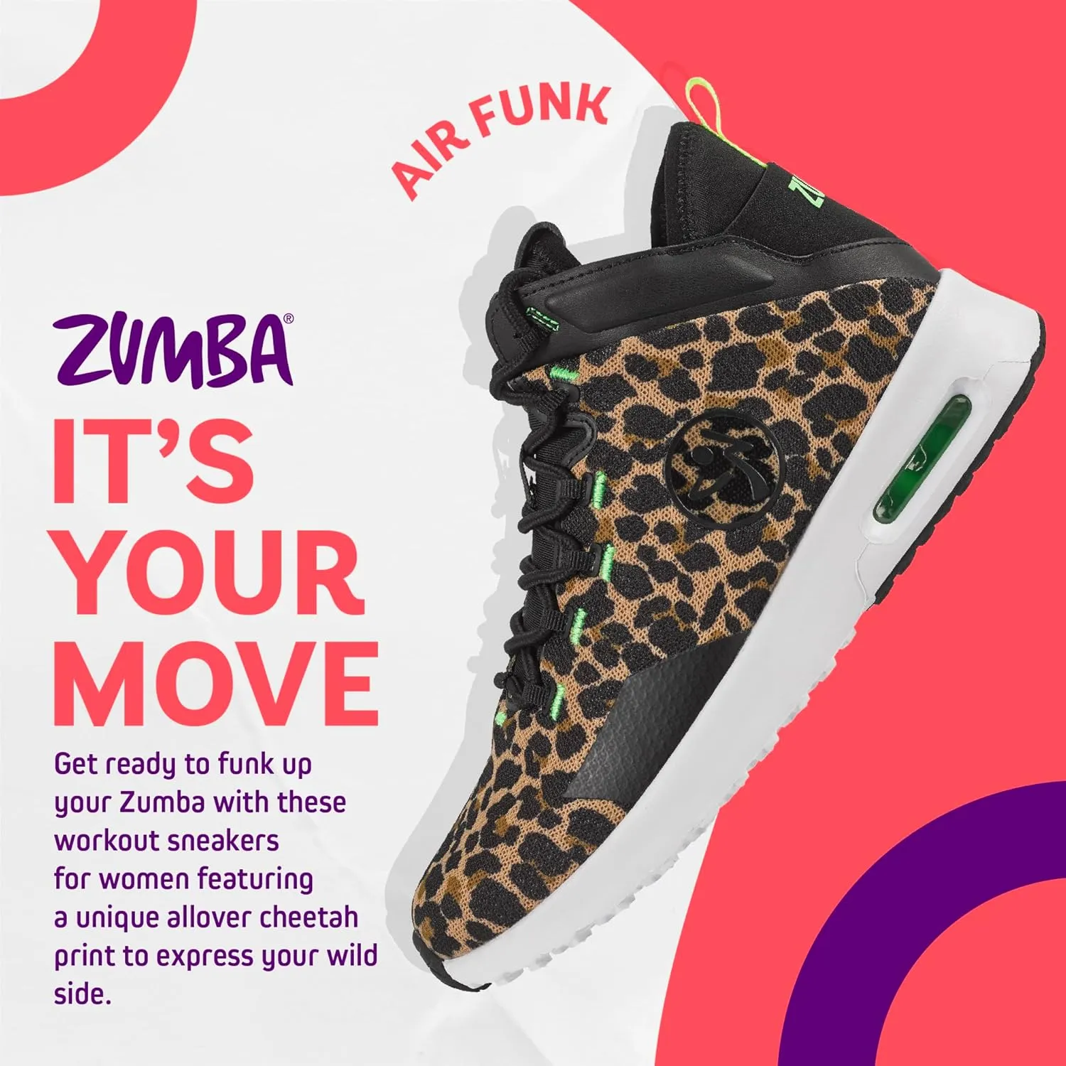 ZUMBA Air Funk Women’s Dance Shoes, Mid-Top Fitness Sneakers